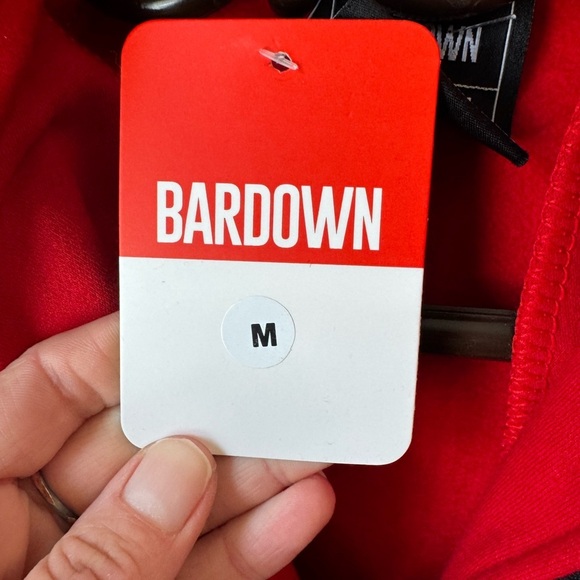 Cozy Red and Gray Zip Up Sweater with High Collar - Picture 3 of 4